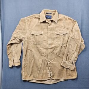 Vintage Common Man Dale Waters Corduroy Shirt Shacket Large Tan Wide Wale Woods